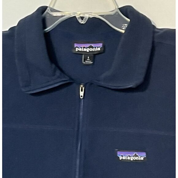 PATAGONIA New Navy Blue 1/4 Zip Micro D® Fleece Logo Sweater Pullover - Picture 4 of 7